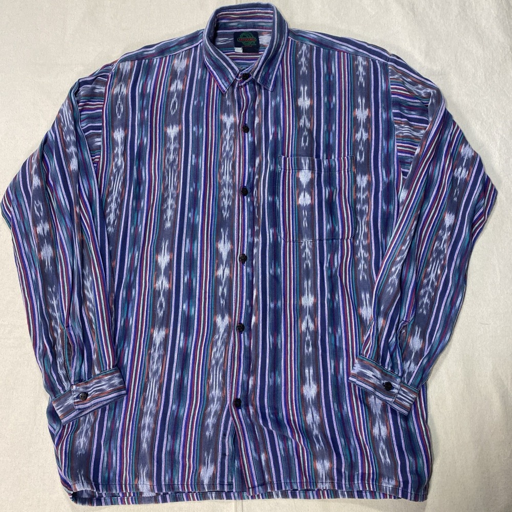 Men's Artisania Long Sleeve Shirt Size L Aztec Western Button Down Purple
